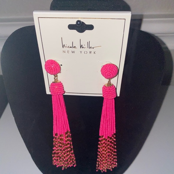Pink and Gold Tassel Earrings - Picture 7 of 9